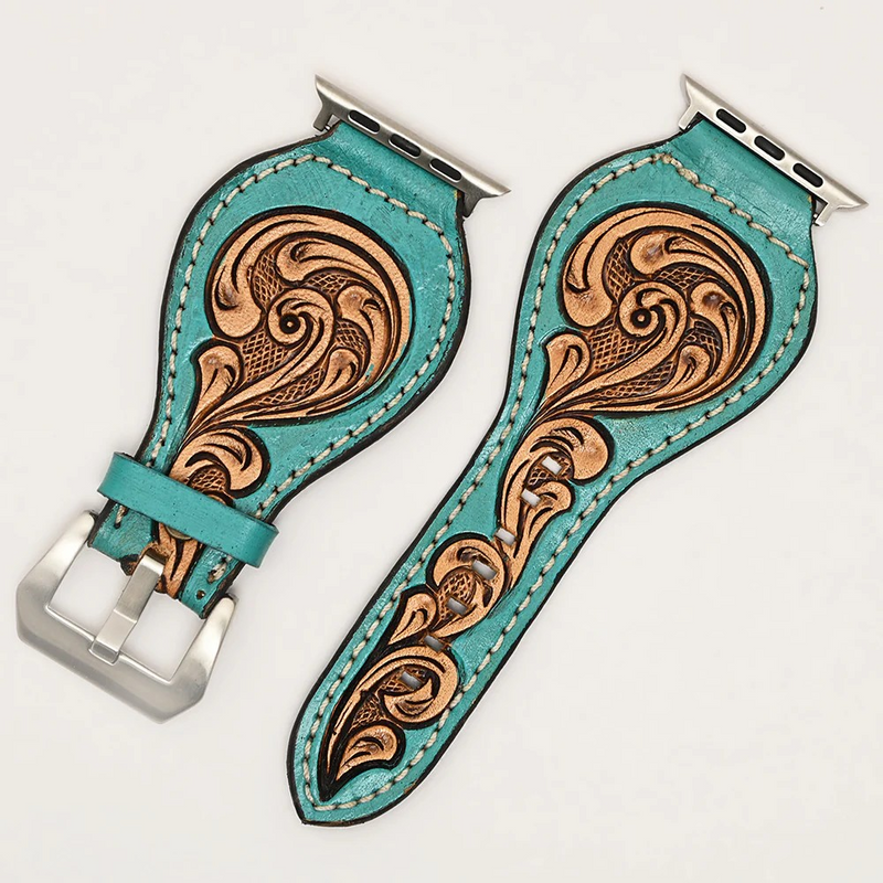 Floral w/Turquoise Border Watch Band