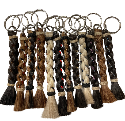 6" Braided Horsehair w/Beads Keychain