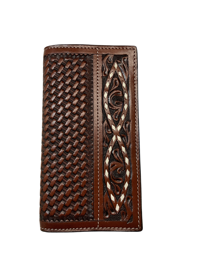 Dark Basket Stamp Wallet w/Buck Stitching