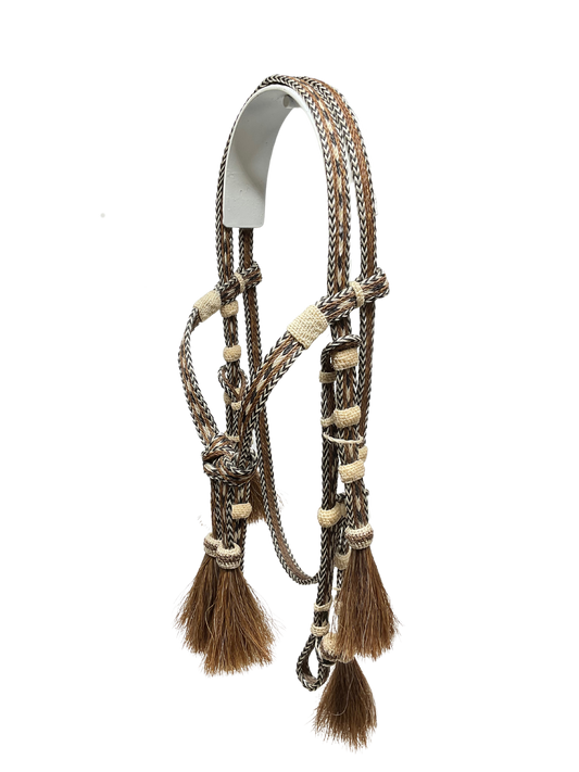 Braided Horsehair Headstall w/Split Reins