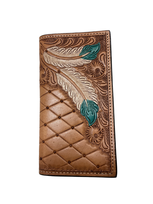 Wallet w/Hand Painted Feathers