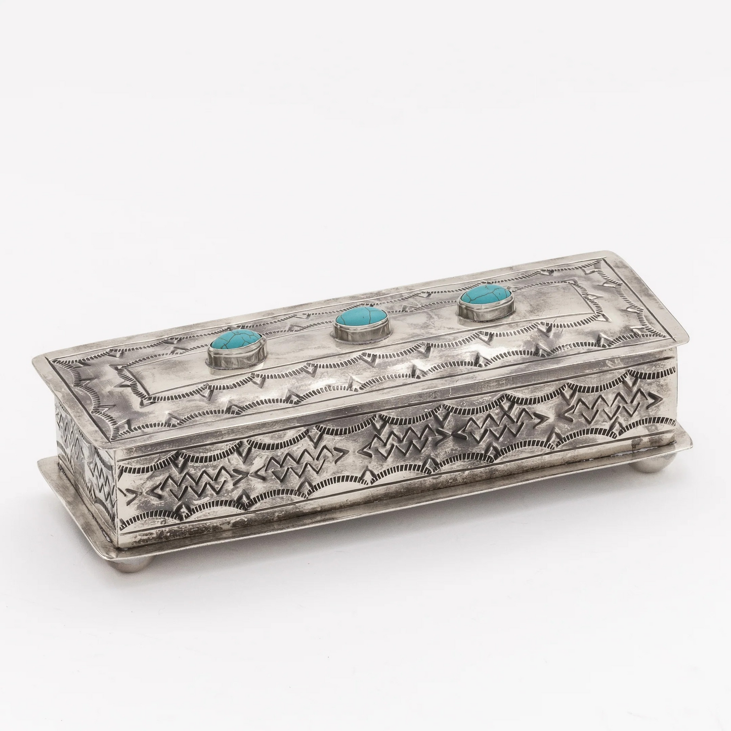 Stamped Eyeglass Box w/Turquoise