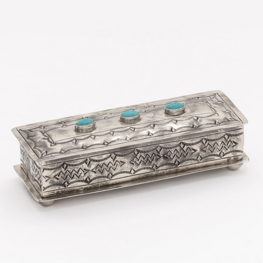 Stamped Eyeglass Box w/Turquoise
