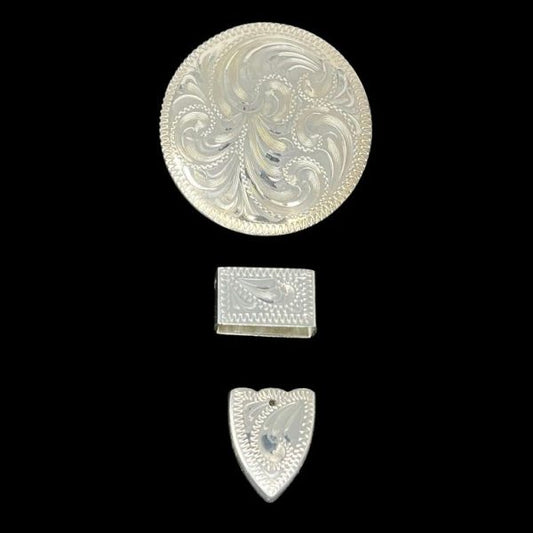 Oakdale Concho Buckle Set- Silver Plate