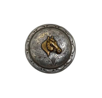 Vintage Sterling 3" Horn Cap w/Horse Head