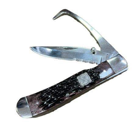 Black Folding Knife w/Hoof Pick