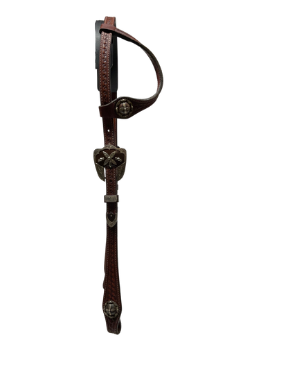 Single Ear Basket Stamped Rust Napa Buckles & Conchos