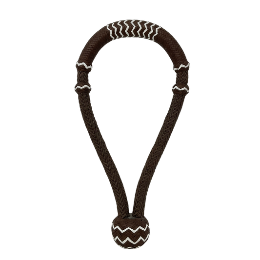 16 Plait 5/8" Chocolate Leather w/White Accents Bosal