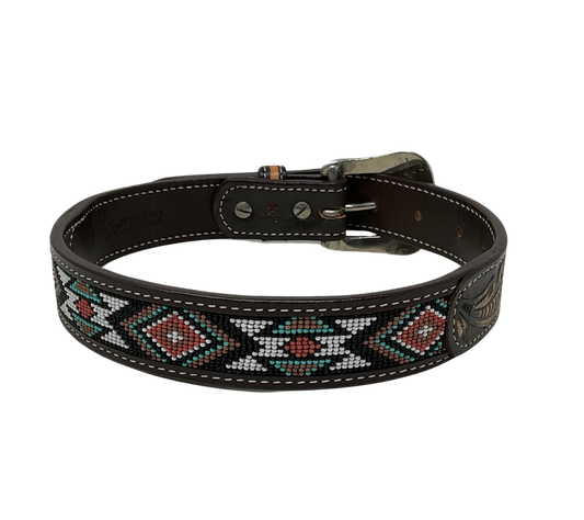 Southwestern Beaded Leather Kids Belt