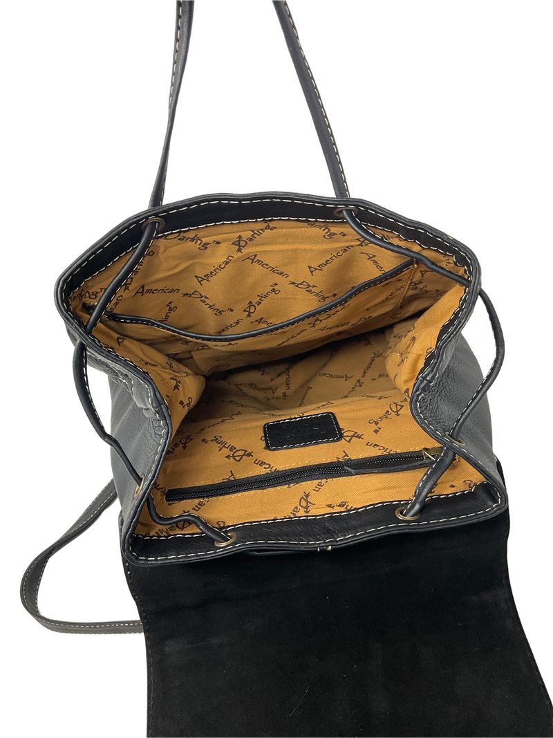 Quilted Black Leather Backpack Purse