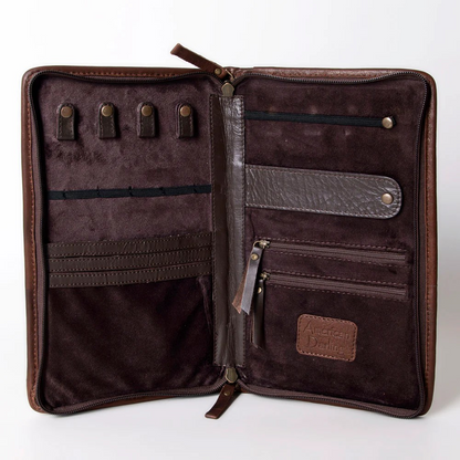 Cowhide & Floral Carved Jewelry Case