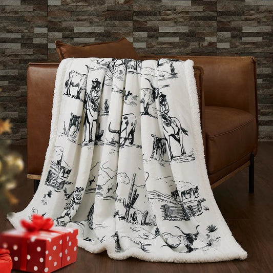 Ranch Life Western Campfire Sherpa Throw