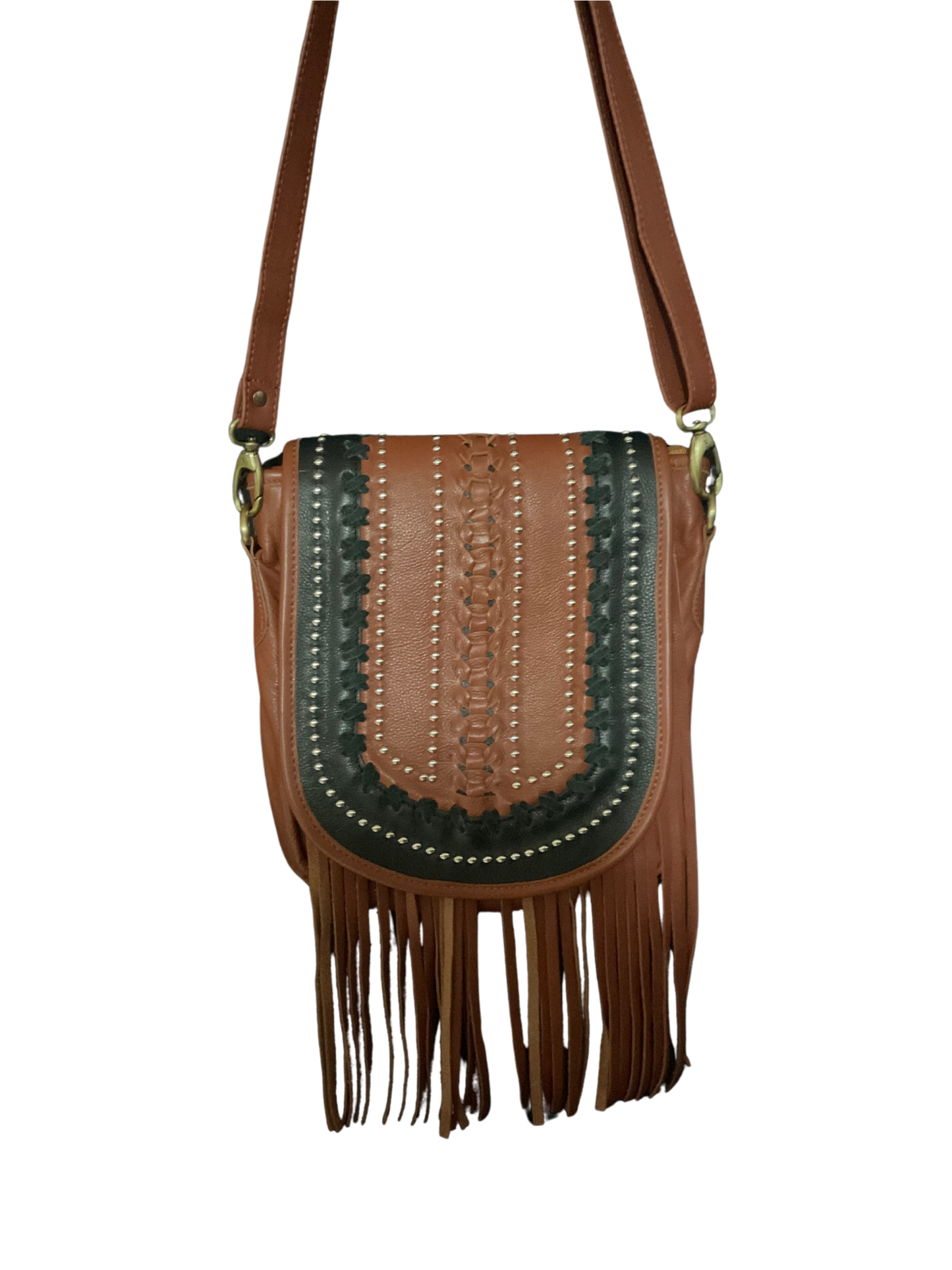 Leather Purse w/Black Accents & Dots