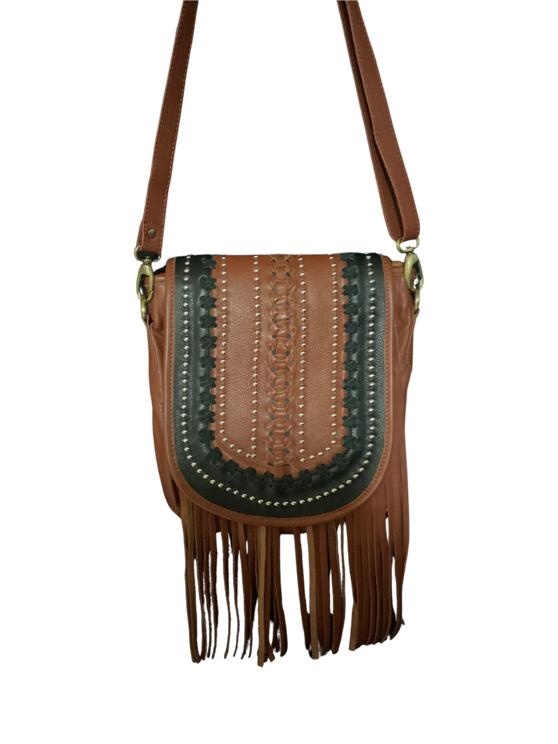 Leather Purse w/Black Accents & Dots