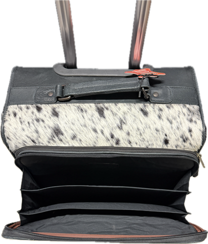 Wheeled Black Cowhide/Leather Luggage
