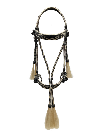 Hitched Horsehair Headstall w/Split Reins & Quirt