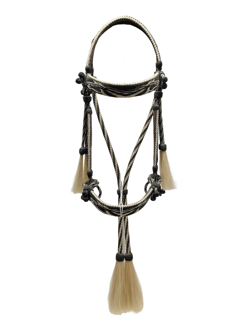 Hitched Horsehair Headstall w/Split Reins & Quirt