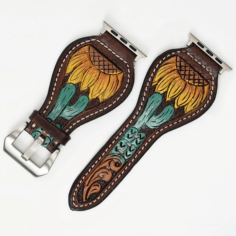 Painted Sunflower & Cactus Apple Watch band