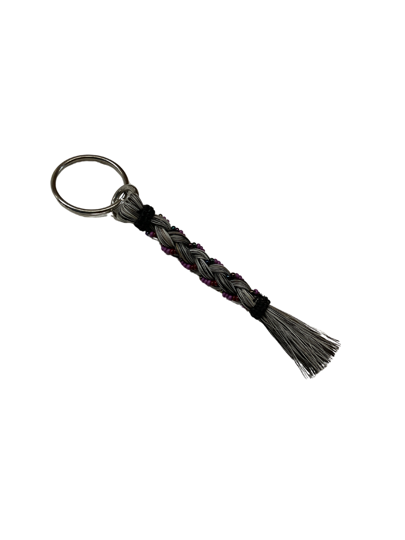 Braided Horse Hair w/Beads Keychain