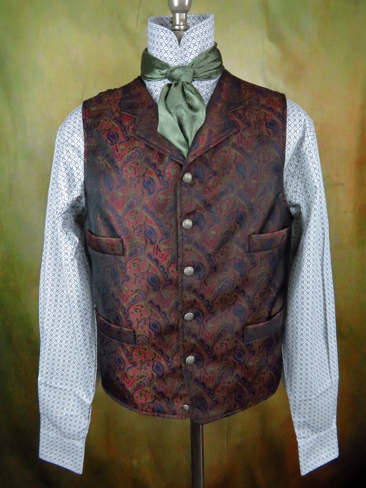 Rust Blue Green Brocade Vest
