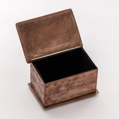 Stamped Medium Copper Box w/Turquoise Stone