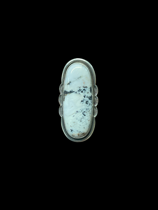 Long Oval White Buffalo Ring