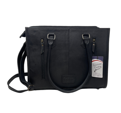 Black Quilted Leather w/Boot Stitch Tote/Purse