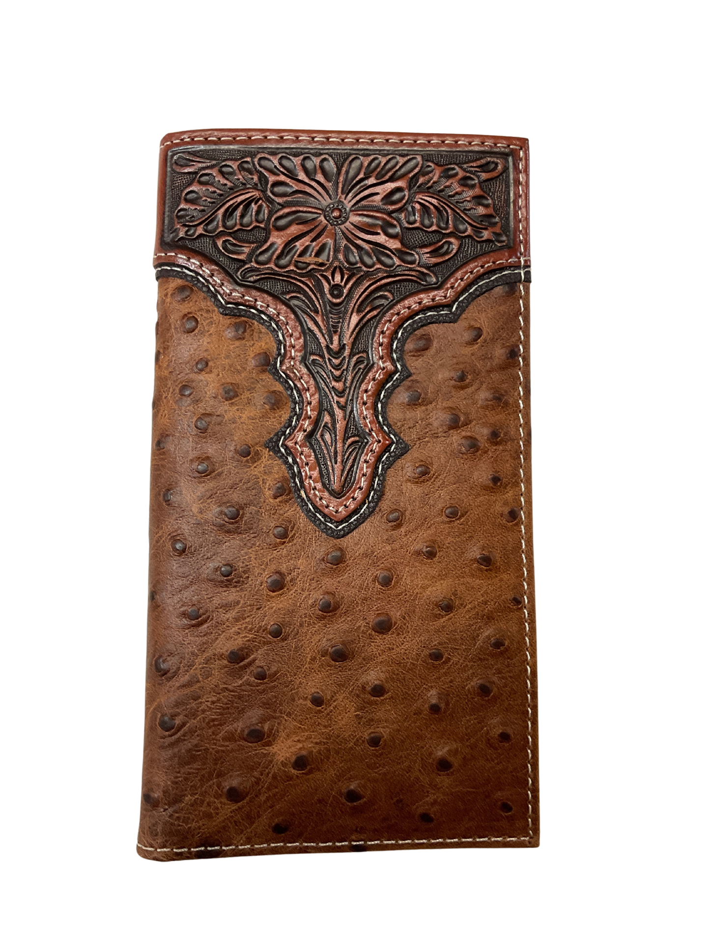 Ostrich w/Floral Design Wallet