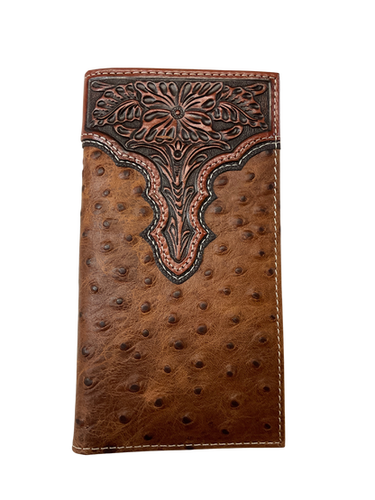 Ostrich w/Floral Design Wallet