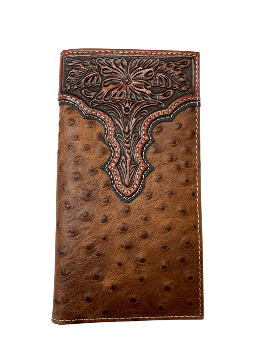 Ostrich w/Floral Design Wallet