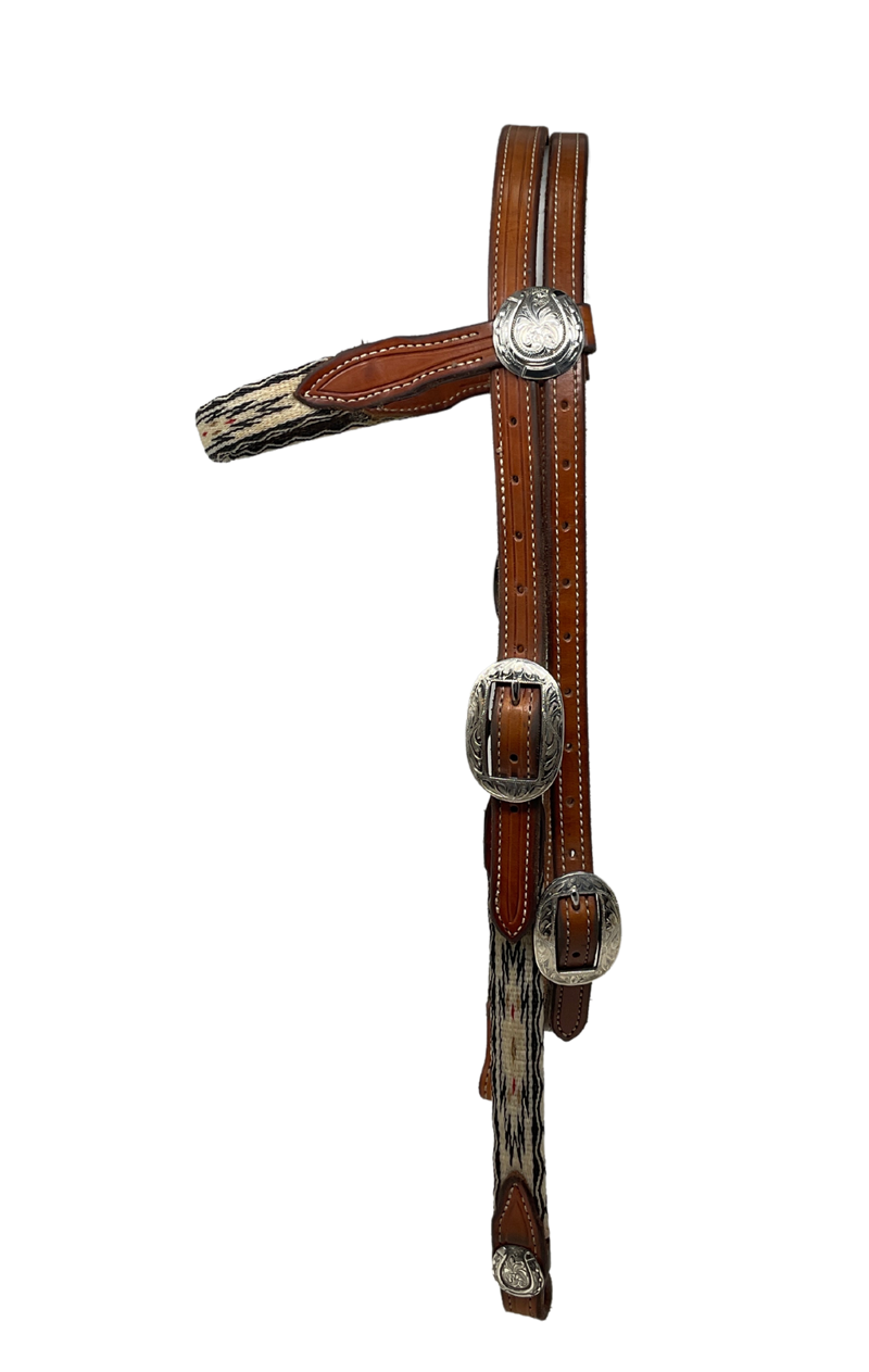 Silver Mounted Hitched Browband Headstall