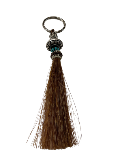 Horse Hair Tassel w/Beads Keychain