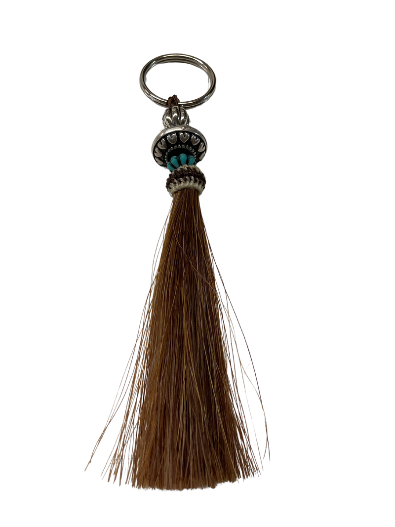 Horse Hair Tassel w/Beads Keychain