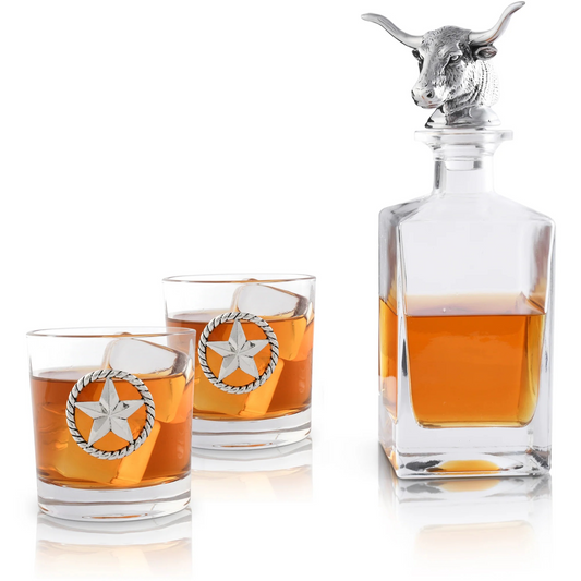 Decanter Set w/Longhorn Glasses