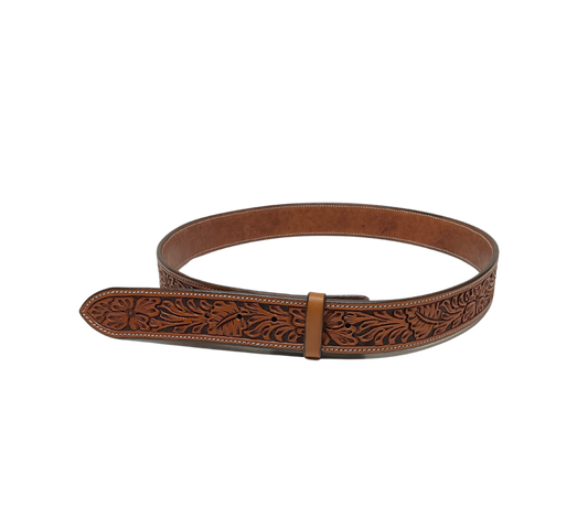 Dyed Floral Carved Belt 42"