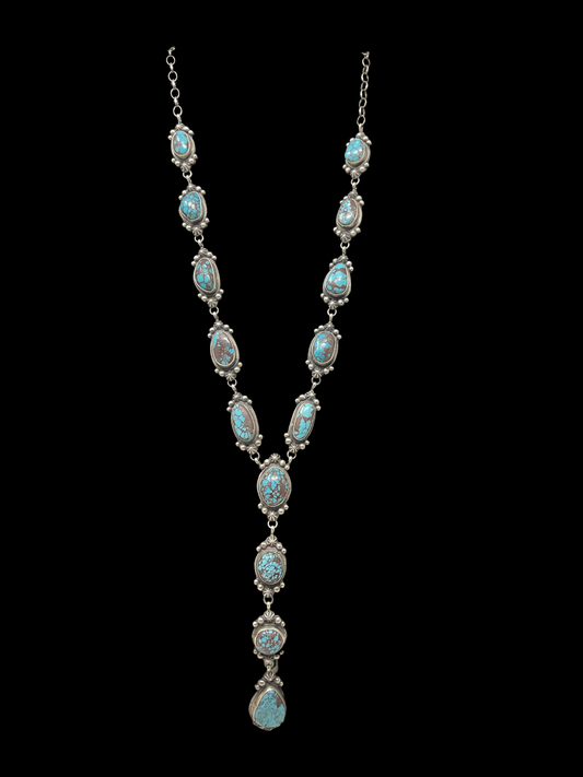 14 Stone Egyptian Turquoise Drop Necklace