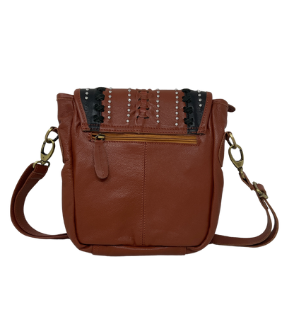 Leather Purse w/Black Accents & Dots