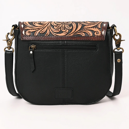 Dark Crossbody Tooled Leather Purse