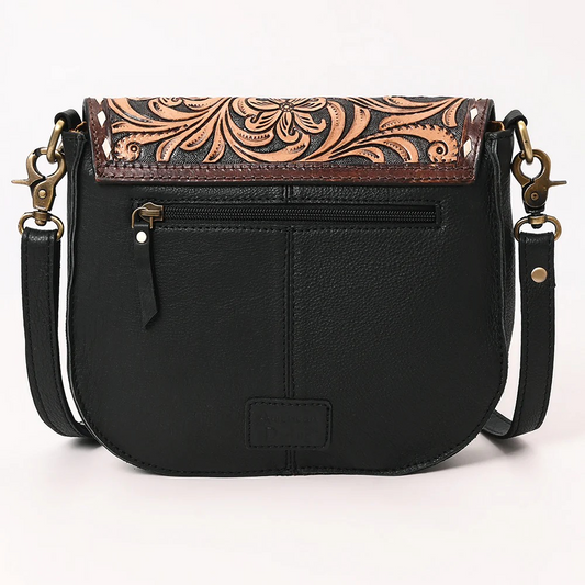 Dark Crossbody Tooled Leather Purse