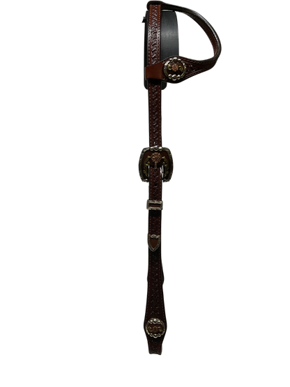 Single Ear Basket Stamped Rust California Double Buckles & Conchos