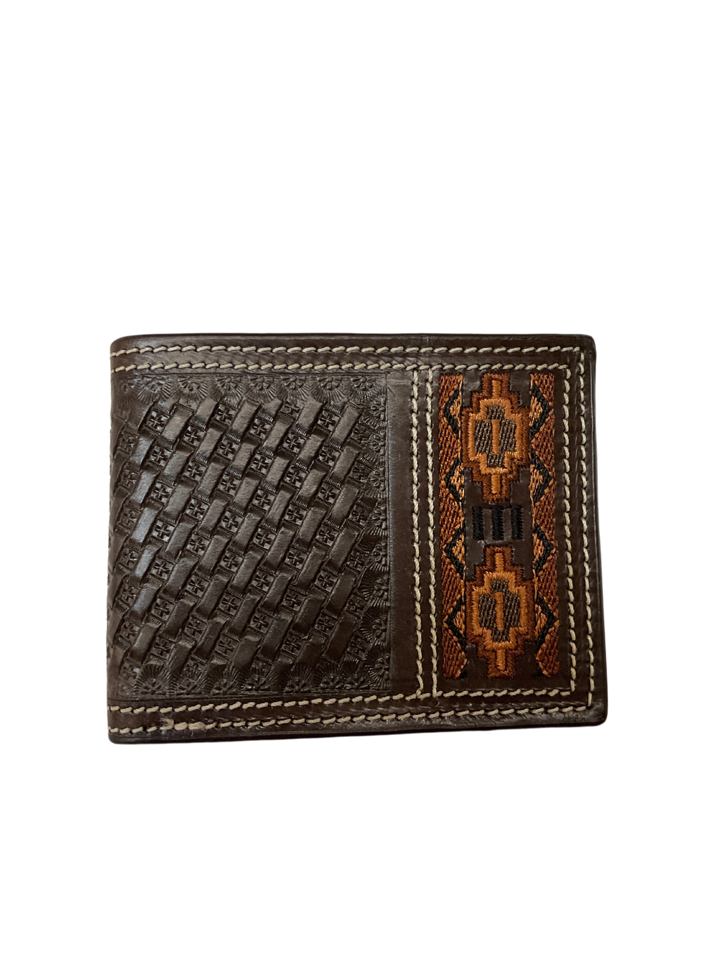 Bifold Basket Stamp Wallet w/Earth Tone Embroidery
