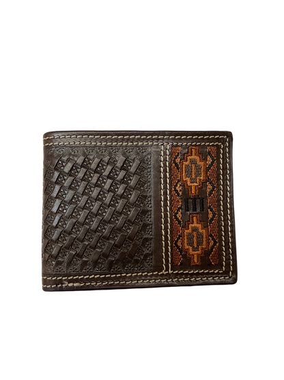 Bifold Basket Stamp Wallet w/Earth Tone Embroidery