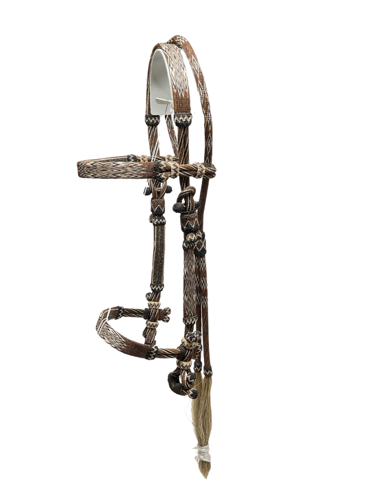 Hitched Horsehair Headstall w/Roping Reins