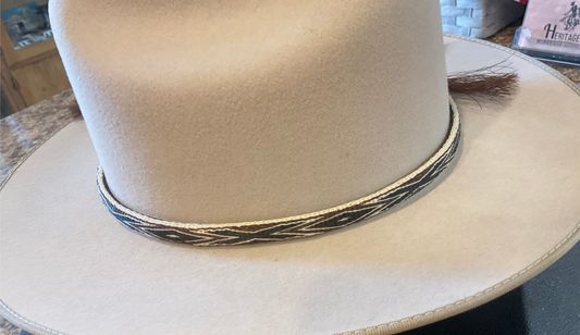 Hitched Horsehair Narrow Hat Band w/Double Tassels