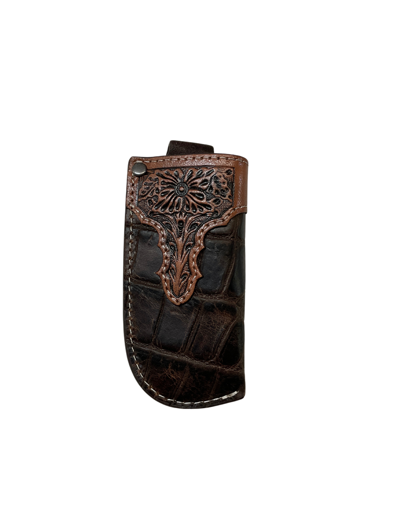Leather Crocodile Print Knife Sheath