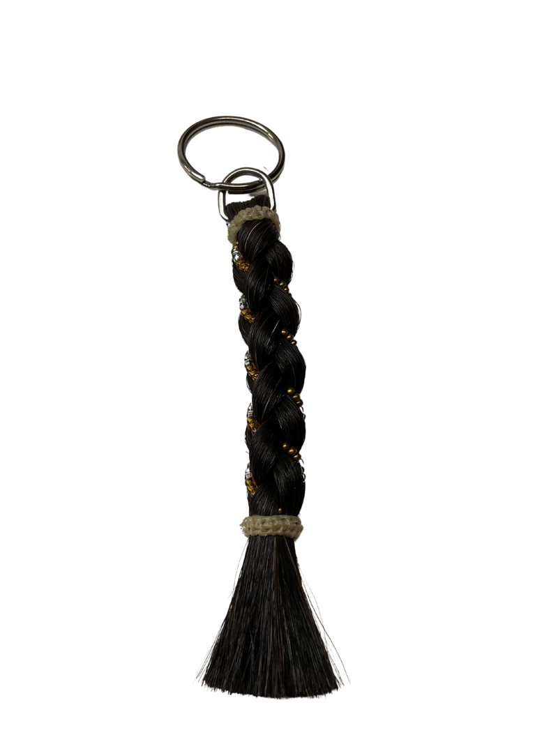 6" Braided Horsehair w/Beads Keychain