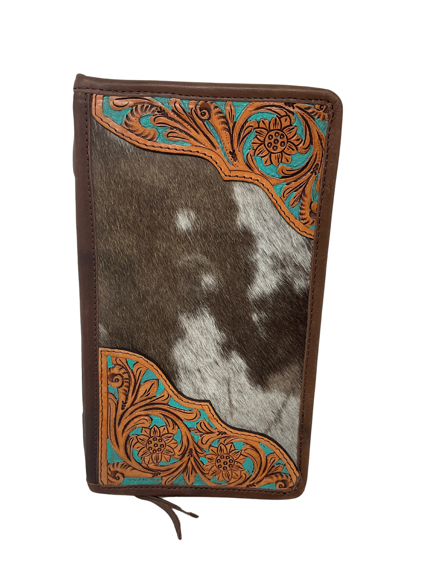 Cowhide & Floral Carved Jewelry Case