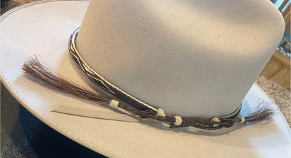 Hitched Horsehair Narrow Hat Band w/Double Tassels