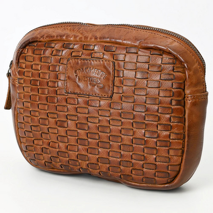 Woven Leather Clutch Purse