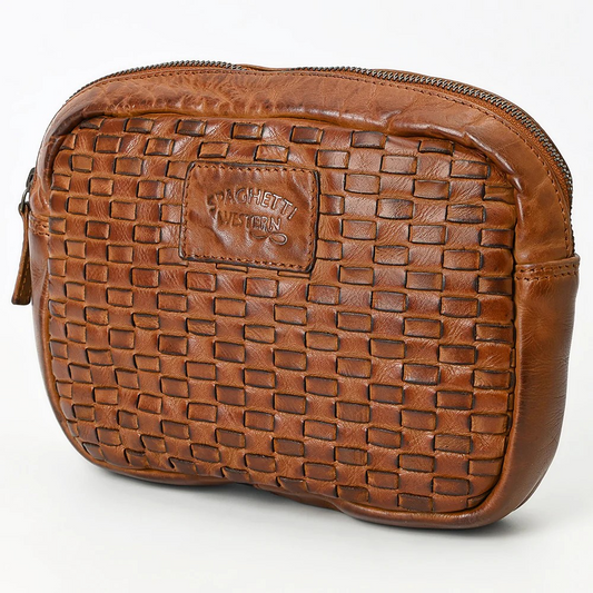 Woven Leather Clutch Purse